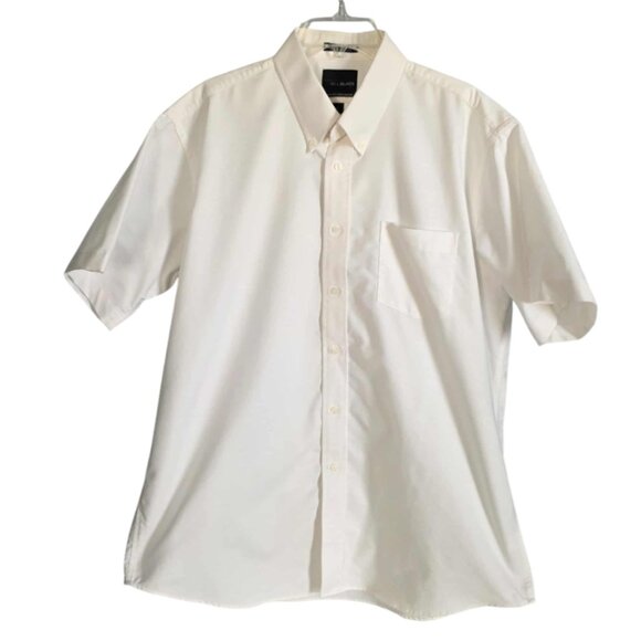 EUC Bill Blass Short SLeeve Oxford Flexible Comfort Collar Dress Shirt - Picture 1 of 4